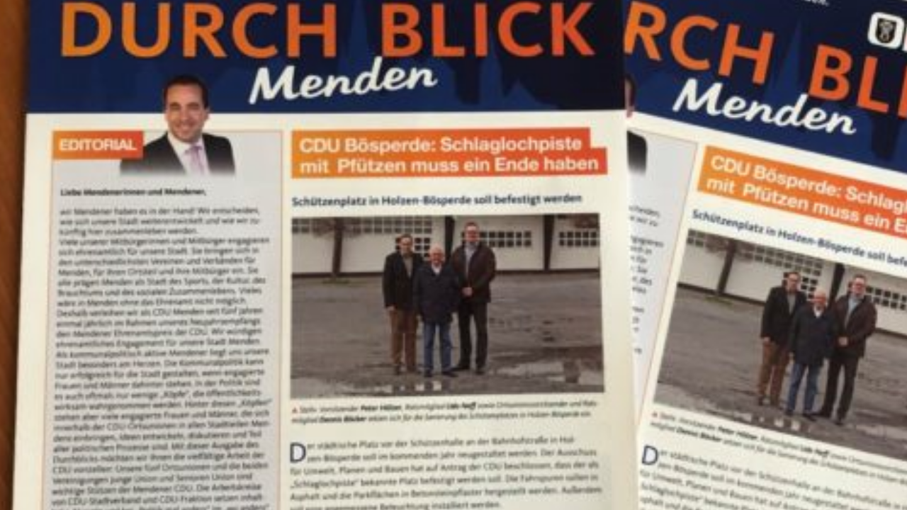 CDU-Stadtverband Menden informiert über politisches Engagement